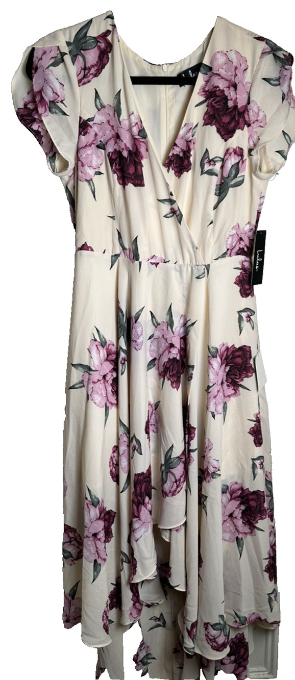 Lulus French Countryside Blush Floral Print High-Low Dress! Size Large NWT